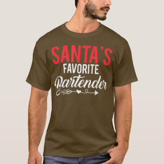 Gift For Bartender Santas Favorite Bartender  T-shirt