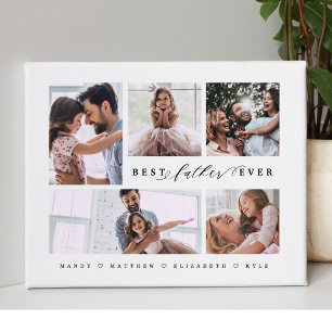 Gift for Best Father Ever Family Photo Collage Canvas Afdruk