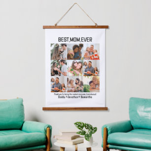 Gift for Best Mam Ever Family Photo Collage Hangend Wandkleed