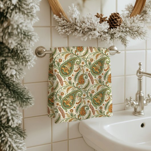 Gift for Elders Earthy Boho Paisley Bath Accent