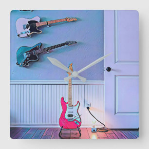 Gift for gitarist echtgenoot vierkante klok