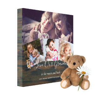 Gift for Grandma Grandpa Photo Collage Grandparent Canvas Afdruk