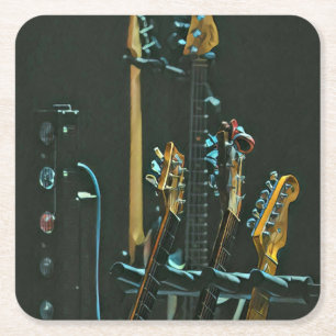 Gift for guitarist friend vierkante kartonnen onderzetter