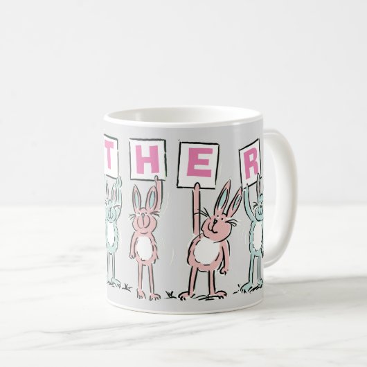 Gift for Moeder met Fun Rabbits Coffee Mok (Voorkant rechts)