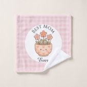 Gift For Mom,Best Mom Ever,Pink Checkered (Gant de toilette)