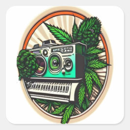 gift for music&weed lovers vierkante sticker