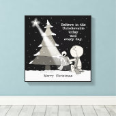 Gift Giver-Merry Kerstmis Canvas Afdruk (Insitu (Houten vloer))