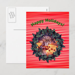 Gift Gold Bow Wreate kerstfeestdag Briefkaart