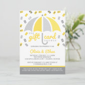 Gift Kaart Baby shower Uitnodiging, Geel en Grijs (Staand voorkant)