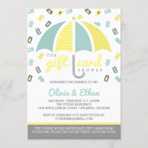 Gift Kaart Baby shower Uitnodiging, Geel, Groen