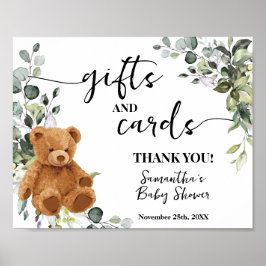 Gift & Kaart Beer Greenery Eucalyptus Baby shower Poster