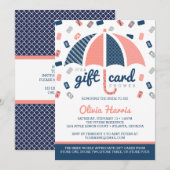 Gift Kaart Bridal Shower Invitation, Navy, Coral (Voorkant / Achterkant)