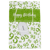 Gift Label Birthday 95 Random Number Pattern Green Medium Cadeauzakje (Voorkant)