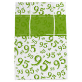 Gift Label Birthday 95 Random Number Pattern Green Medium Cadeauzakje (Achterkant)