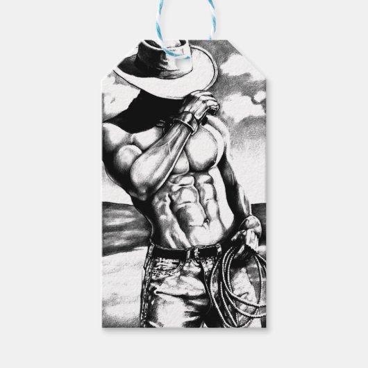 Gift Label kit voor mannen Cowboy Bodybuilder Fine Cadeaulabel (Voorkant)