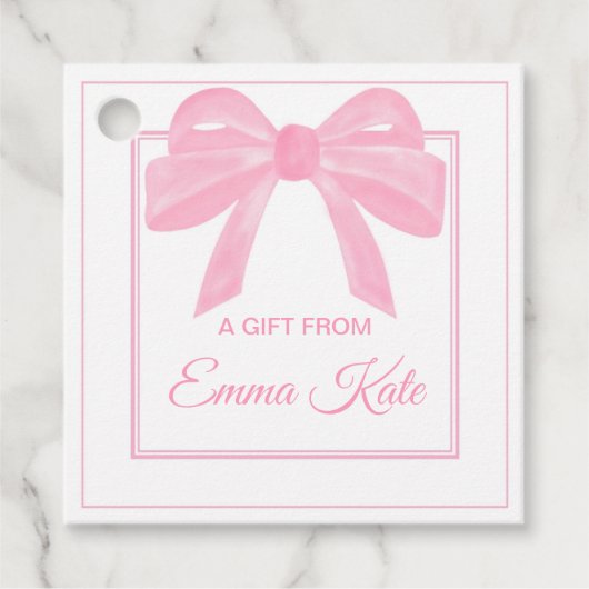 Gift Label Label - Roze Bow (Voorkant)