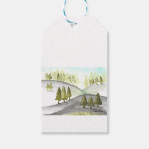 Gift Label, Landschap Waterverf Art Print Label Cadeaulabel