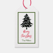 GIFT LABEL MERRY CHRISTMAS TREE CUSTOM NAME CADEAULABEL (Voorkant)