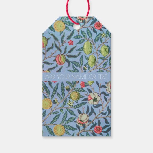 GIFT-LABEL MET WILLIAM MORRIS BLUE "POMEGRANATES" CADEAULABEL (Voorkant)