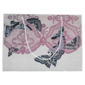 GIFT LABEL PINK ANTIEK LACE PATTERN BUTTERFLIES GROOT CADEAUZAKJE (Achterkant)