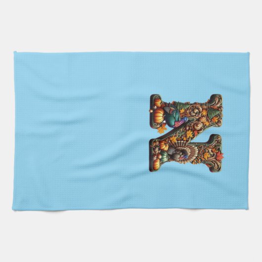 Gift Letter N Thanksgiving style  Theedoek (Horizontaal)