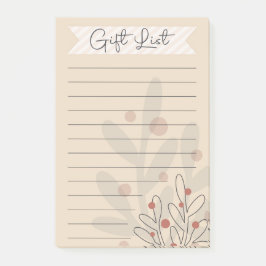 Gift list, seasonal xmas mistletoe post-it® notes