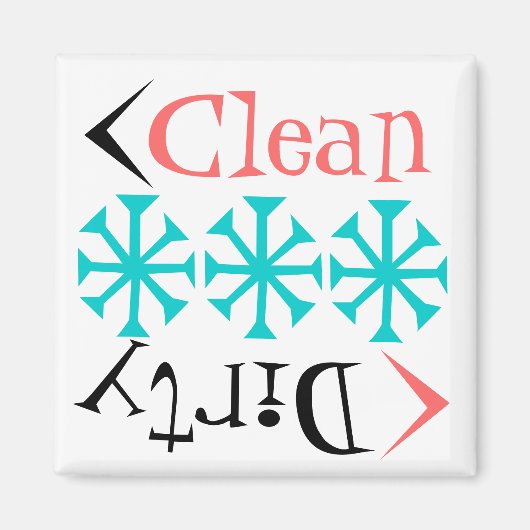 Gift Magnet Retro Tumblers Clean Dirty Vaatwasser Magneet (Voorkant)