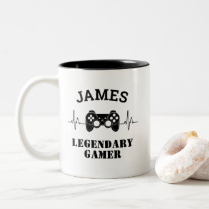 Gift Name Persoonlijk Funny Gaming Geek Birthday Tweekleurige Koffiemok