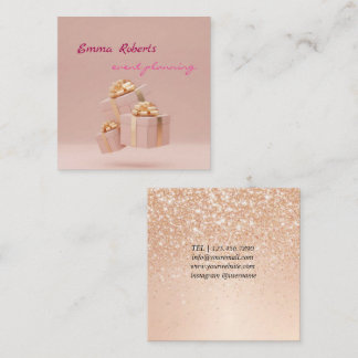 Gift Pink and White Balloons Modern Business card Vierkante Visitekaartje