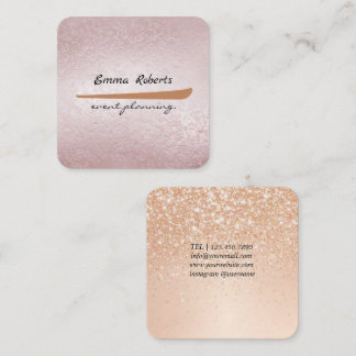 Gift Pink and White Glitter Modern Business card Vierkante Visitekaartje