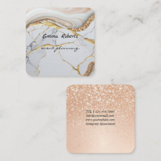 Gift Pink and White Glitter Modern Business card Vierkante Visitekaartje