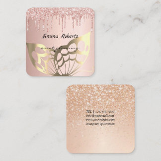 Gift Pink and White Glitter Modern Business card Vierkante Visitekaartje