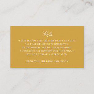 Gift Registry Honeymoon Fund Wedding Gold Monogram Informatiekaartje