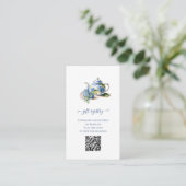 Gift Registry QR Code Blue Hydrangea Baby shower Informatiekaartje (Staand voorkant)