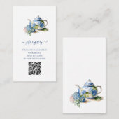 Gift Registry QR Code Blue Hydrangea Baby shower Informatiekaartje (Voorkant / Achterkant)