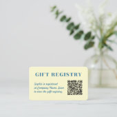 Gift Registry Qr Code Butter Yellow & Blue Informatiekaartje (Staand voorkant)