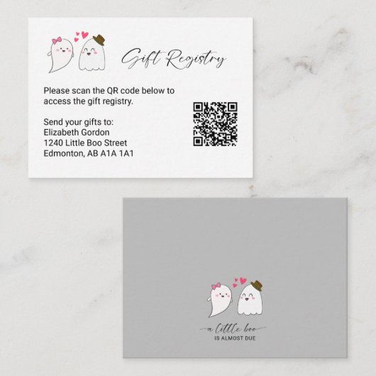 Gift Registry QR Code Little Boo Baby shower Herfs Informatiekaartje (Voorkant / Achterkant)
