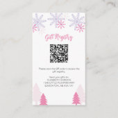 Gift Registry Snowflake Baby shower Winter QR Code Informatiekaartje (Voorkant)