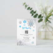 Gift Registry Snowflake Winter Baby Shower QR Code Informatiekaartje (Staand voorkant)