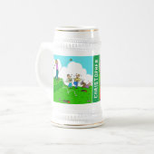 Gift Two Fun Golf Cartoons met de naam van de ontv Bierpul (Voorkant links)