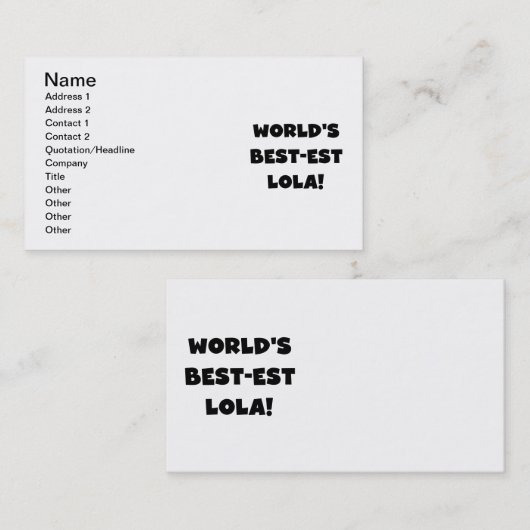 Gift van de T-shirts van Lola van het Visitekaartje (Voorkant / Achterkant)