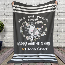 Gift voor mam op Moederdag ┘ moeder en Baby Zebra Fleece Deken