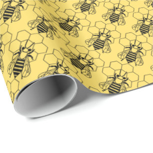 Gift Wrap - Bee on Honeycomb Cadeaupapier