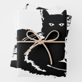 GIFT WRAP FLAT SHEET SET HALLOEEN BLACK AND WHITE INPAKPAPIER VEL (In situ)