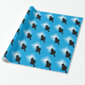 Gift Wrap - Zwarte Kat Silhouette en Star Cadeaupapier (Uitgerold)