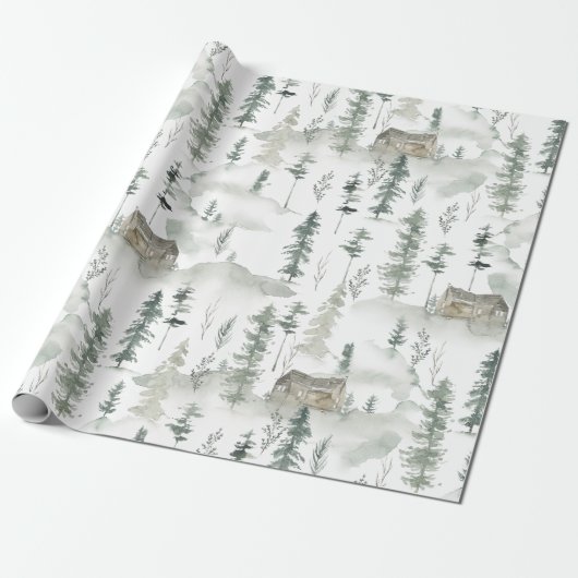 Gift Wrapping Paper Rustic Forest Mountain Cabin Cadeaupapier (Uitgerold)