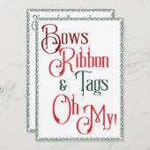 Gift Wrapping Party Bows, Ribbons, Labels, Oh mijn Kaart (Voorkant / Achterkant)