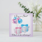 Giften and Balloons Baby Gender Reopenbaarmakingsf Kaart (Staand voorkant)
