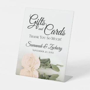 Giften & kaarten Elegant Ivory Peach Roos Hartelij Reclamebord Met Voetstuk
