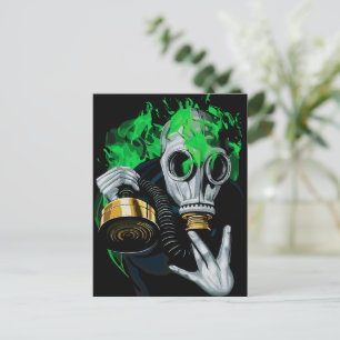 Giftgas Masker: Neon Vlammen Briefkaart